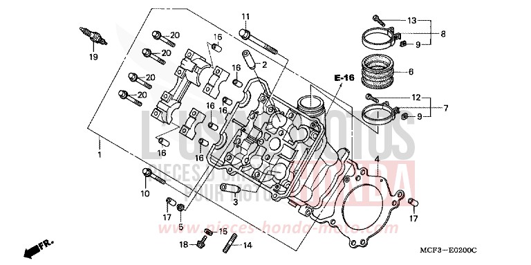 FRONT CYLINDER HEAD for VTR1000 SP-2 ROSS WHITE (NH196B) from 2003